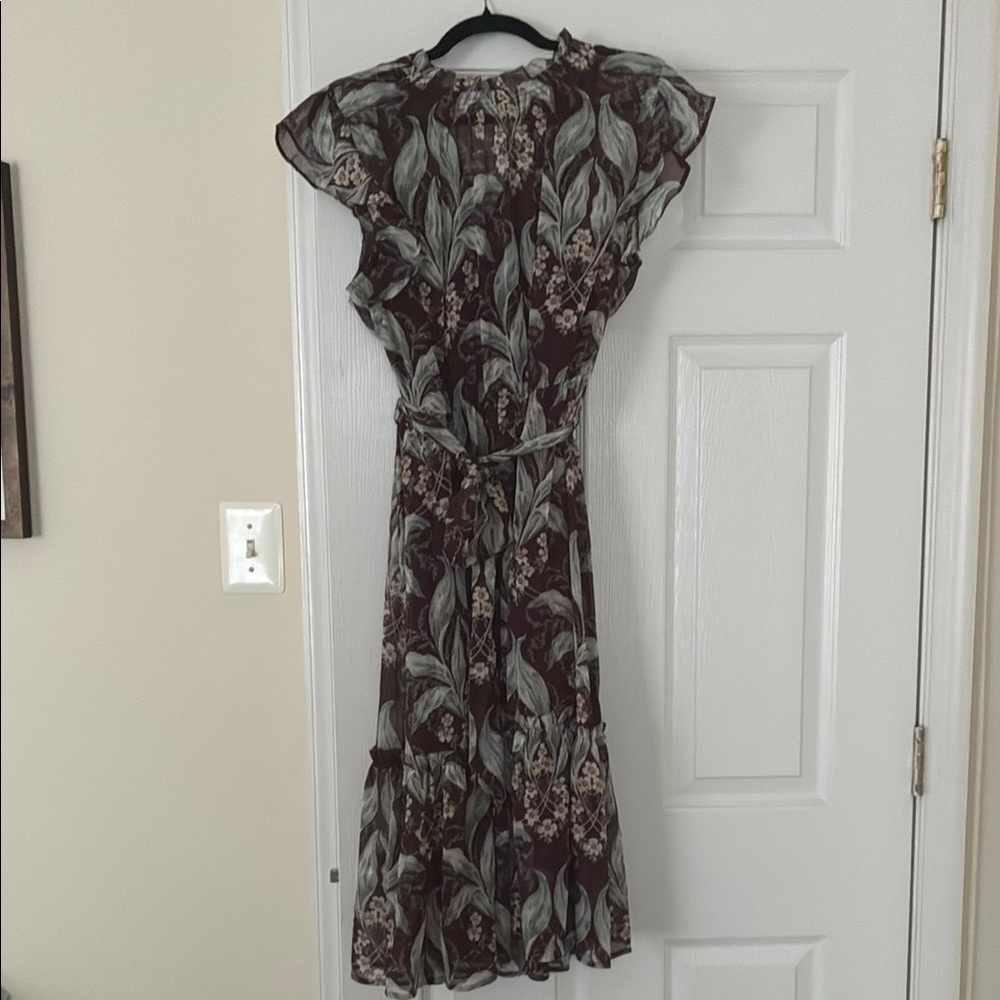 Floral Print Dress with Ruffle Sleeves